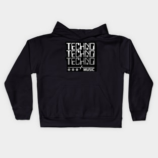 TECHNO  - Retro Computer Font  (Grey) Kids Hoodie
